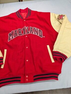 Maryland Terrapins Colosseum Varsity Jacket XL Wool Leather